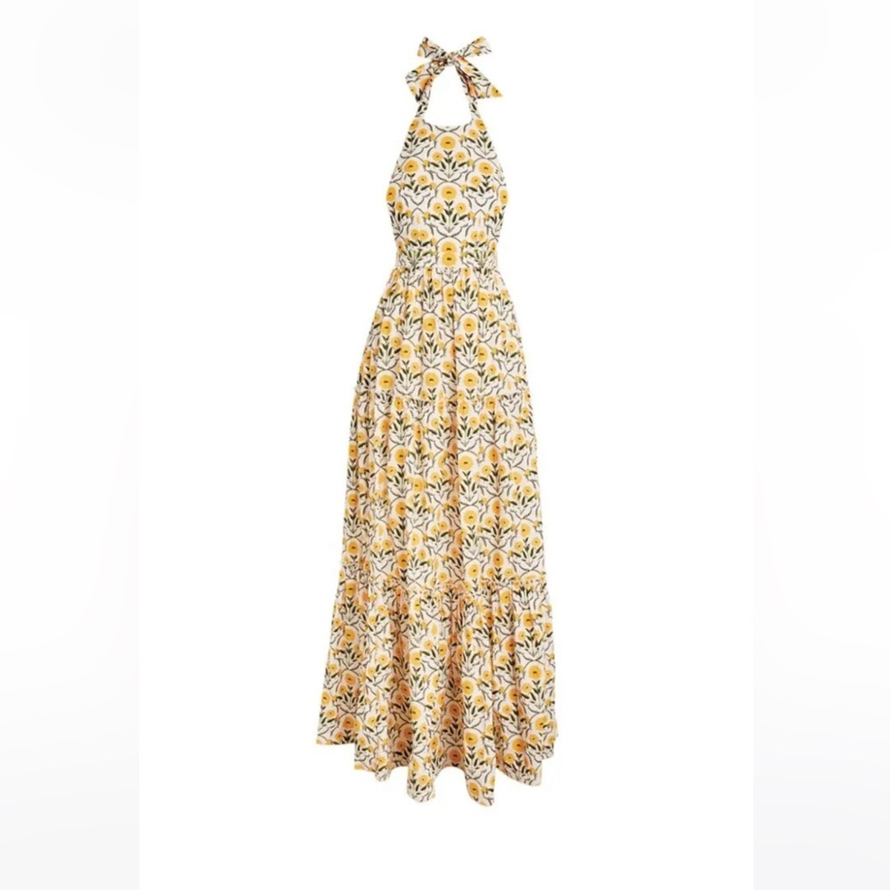 Agua by Agua Bendita Yellow patterned dress size small